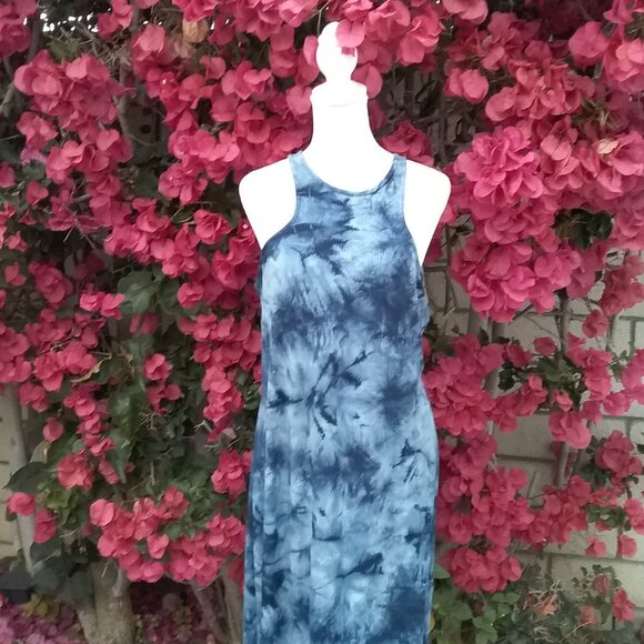 Roller Coaster Knit Dress Long Navy Blue Maxi Tie Dye Large Festivals - Picture 3 of 6